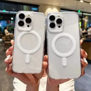 Прозрачный чехол для телефона с защитой от пожелтения для Magsafe Mag Safe iPhone 15 Pro Max 14 Plus 13 Mini 12 11 X XS XR SE 2022 2020 8 15Pro 14Pro 13Pro, аксессуар For iPhone 15 чистый