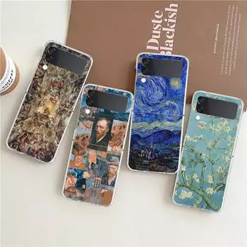 Прозрачный чехол для телефона Van Gogh Art Aesthetics Angel для Samsung Z Flip 4 5, прозрачный чехол из жесткого ПК для Galaxy Z Flip 3 5 Galaxy Z Flip 3