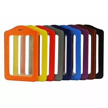 Прозрачный чехол для удостоверения личности из искусственной кожи, чехол для визитной карточки, держатель для визитных карточек для студентов Brown-Vertical