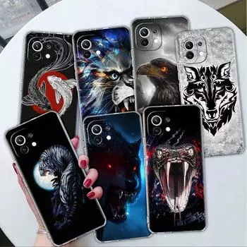 Прозрачный чехол для Xiaomi Mi Poco X3 NFC M3 Pro F3 F1 11 Lite 12 Note 10 11T 9T, прозрачный чехол для телефона Лев, Тигр, Волк Xiaomi Poco F3