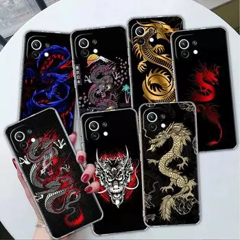 Прозрачный чехол для Xiaomi Mi Poco X3 NFC M3 Pro F3 F1 11 Lite 12 Note 10 11T 9T, прозрачный чехол для телефона с изображением дракона и животного Xiaomi Poco F3