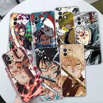 Прозрачный чехол для Xiaomi Mi Poco X3 NFC M3 Pro F3 F1 11 Lite 12 Note 10 11T 9T Прозрачный чехол для телефона Demon Slayer Xiaomi Poco F3