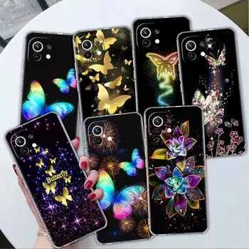 Прозрачный чехол для Xiaomi Mi Poco X3 NFC M3 Pro F3 F1 11 Lite 12 Note 10 11T 9T Прозрачный чехол для телефона Бабочка Redmi Note 9S