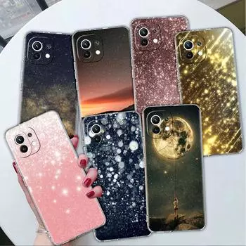 Прозрачный чехол для Xiaomi Mi Poco X3 NFC M3 Pro F3 F1 11 Lite 12 Note 10 11T 9T, прозрачный чехол для телефона, блестящий розовый Redmi Note 9S