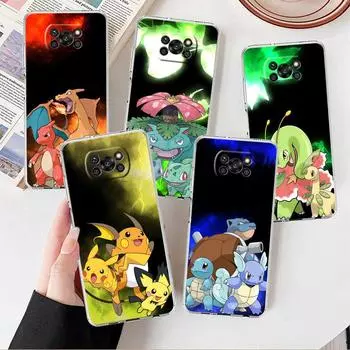 Прозрачный чехол для Xiaomi Mi Poco X3 NFC M3 Pro F3 F1 11 Lite 12 Note 10 11T 9T, прозрачный чехол для телефона Pokemon Cute Pikachu Xiaomi Poco F3