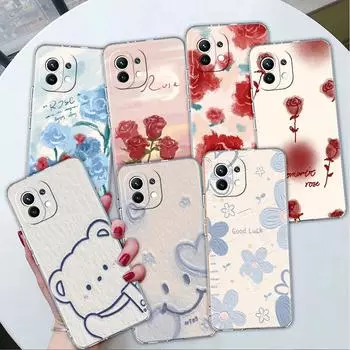 Прозрачный чехол для Xiaomi Mi Poco X3 NFC M3 Pro F3 F1 11 Lite 12 Note 10 11T 9T, прозрачный чехол для телефона с милым цветком Xiaomi Poco F3