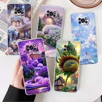 Прозрачный чехол для Xiaomi Mi Poco X3 NFC M3 Pro F3 F1 11 Lite 12 Note 10 11T 9T Прозрачный чехол для телефона Flower Pink Xiaomi Poco F3