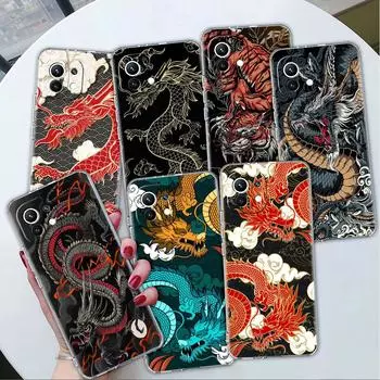 Прозрачный чехол для Xiaomi Mi Poco X3 NFC M3 Pro F3 F1 11 Lite 12 Note 10 11T 9T, прозрачный чехол для телефона, модный винтажный дракон Xiaomi Poco F3