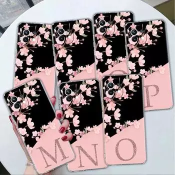 Прозрачный чехол для Xiaomi Mi Poco X3 NFC M3 Pro F3 F1 11 Lite 12 Note 10 11T 9T Чехол для телефона Custom Cherry Blossom Flower Initial M Xiaomi Poco F3