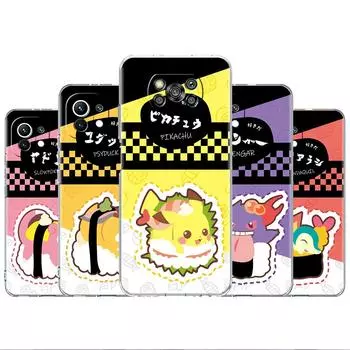 Прозрачный чехол для Xiaomi Mi Poco X3 NFC M3 Pro F3 F1 11 Lite 12 Note 10 11T 9T Прозрачный чехол для телефона с изображением покемонов-суши Xiaomi Poco F3