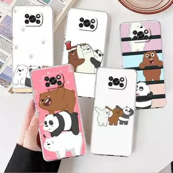 Прозрачный чехол для Xiaomi Mi Poco X3 NFC M3 Pro F3 F1 11 Lite 12 Note 10 11T 9T, прозрачный чехол для телефона We Bare Bears Cute Xiaomi Poco F3