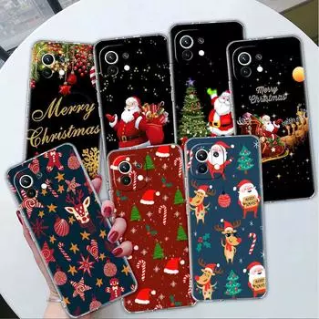 Прозрачный чехол для Xiaomi Mi Poco X3 NFC M3 Pro F3 F1 11 Lite 12 Note 10 11T 9T, прозрачный чехол для телефона, милый рождественский снеговик Redmi Note 9S