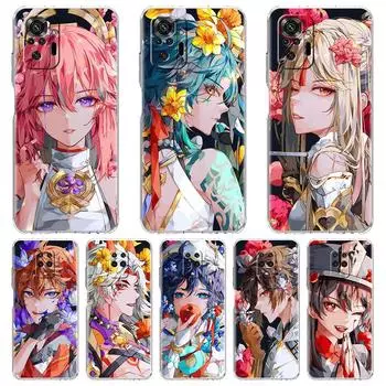 Прозрачный чехол для Xiaomi Redmi Note 11 Pro 10 9 9S 8 8T 7 9A 9C 9T 10 10C K40 Прозрачный мягкий чехол для телефона Genshin Impact Redmi Note 11 Pro 5G
