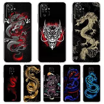 Прозрачный чехол для Xiaomi Redmi Note 11 Pro 10 9 9S 8 8T 7 9A 9C 9T 10 10C K40 прозрачный мягкий чехол для телефона Dragon Animal Redmi Note 11 Pro 5G