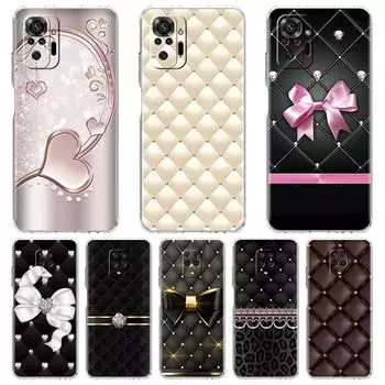 Прозрачный чехол для Xiaomi Redmi Note 11 Pro 10 9 9S 8 8T 7 9A 9C 9T 10 10C K40 Прозрачный мягкий чехол для телефона Love Bow Redmi Note 11 Pro 5G