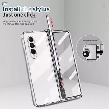 Прозрачный полностью защитный стеклянный чехол-пленка для Samsung Galaxy Z Fold4 5g Fold 4 Fold3 Fold 2 3 Fold2 с чехлом для держателя S Pen for Galaxy Z Fold 4 чёрный