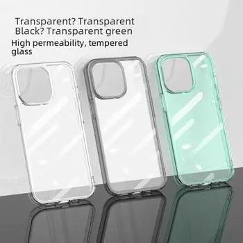 Прозрачный чехол из закаленного стекла для iPhone 16/15 с мягкими краями и защитой от падений iPhone 15 Pro