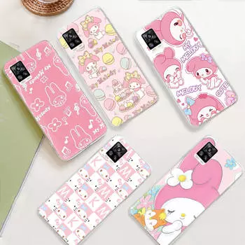 Прозрачный чехол JZ4 My Melody для Samsung A04 A14 A23 M33 M53 Realme 10 9 C35 C55 VIVO Y02 X80 Infinix Hot 30 Note 11 Tecno Spark 8P Pro VIVO X80 кожа буйвола