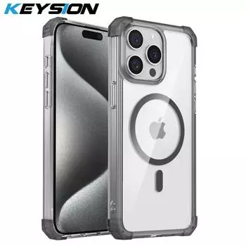 Прозрачный чехол KEYSION для iPhone 15 Pro Max 15Plus, противоударная задняя крышка для телефона iPhone 14 13 12 Pro Max for iPhone 15 розовый
