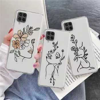 Прозрачный чехол Love Line с цветком для Samsung Galaxy A52 A12 A51 A32 A21s A71 A32 A22 50 A70 A31 A72 5G, чехол для телефона Samsung A71 5G