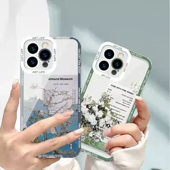 Прозрачный чехол Max Art с изображением масляной живописи Ван Гога для Apple 15 Pro Max, 11, 13, XS, 6, Mini — защита от падения с дизайном-головоломкой iphoneXS