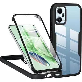 Прозрачный чехол на 360 градусов для Xiaomi Redmi Note 12 12S 11S 5G 11 Pro 10 4G 10S A1 Plus 12C Poco X5 Pro F5 F3 X3 X4 противоударный чехол для телефона с полной защитой POCO X5 Pro 5G чёрный