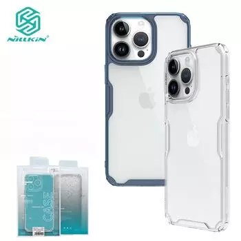 Прозрачный чехол Nillkin для iPhone 15 Pro Max 15 Plus 15 Pro Nature Pro, тонкий прозрачный чехол с подушкой безопасности, противоударная задняя крышка For iPhone 15 синий