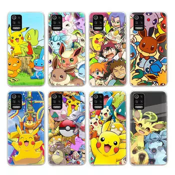 Прозрачный чехол PK18 Pokemon для Samsung A04 A14 A23 M33 M53 Realme 10 9 C35 C55 VIVO Y02 Y12 Infinix Hot 30 Note 11 Tecno Spark 8P Pro Infinix Zero 20 капри