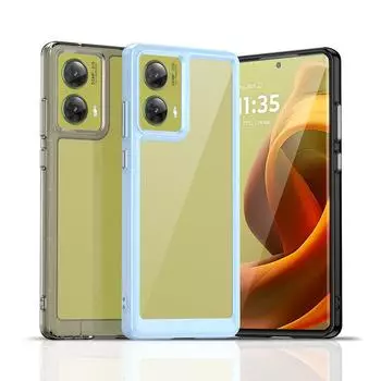 Прозрачный чехол PMMA для Motorola Moto G85 S50 Neo MotoG85 S50Neo прозрачный TPU цветной мягкий край противоударный защитный чехол для задней панели For Moto G85/S50 Neo чёрный