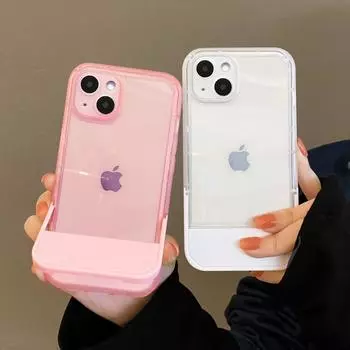 Прозрачный чехол-подставка для iPhone 14 Pro Max 11 13 12 X Xr Xs 8 Plus, противоударный мягкий силиконовый чехол Funda For iPhone SE 2020 фиолетовый