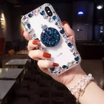 Прозрачный чехол-подставка с блестящим бриллиантом и 3D-держателем для iPhone 14, 13, 12, 11 Pro Max/Samsung Z Flip 3 Z Fold 4 S23 S22 S21 S20 A13 A23 A33 A53 A52 A22 A32 samsung Z flip 3 розовый