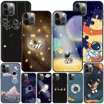 Прозрачный чехол с астронавтом для Apple Iphone 14 11 13 12 Pro Max Xr 7 8 + Se 2020 Xs 6 6s Plus 5 5S, черный силиконовый чехол для телефона iPhone 11 Pro