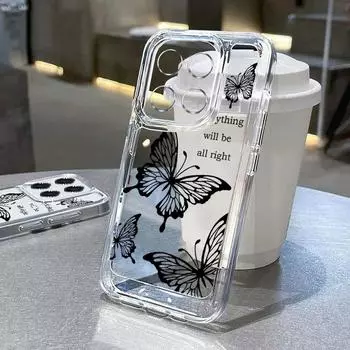 Прозрачный чехол с бабочкой для Xiaomi 13t 11t Pro Poco X6 Pro Redmi Note 13 12 11 Pro K70e, мягкий силиконовый защитный чехол для объектива, тонкий чехол Redmi Note 13 Pro 5G чёрный