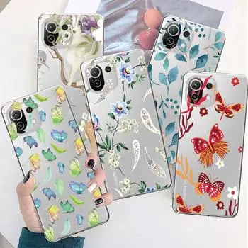 Прозрачный чехол с цветочным принтом и бабочкой и кроликом для Xiaomi Poco X3 Nfc X3pro M3 F1 F3 для Mi 11 12 13 11x 12x Pro 11 10 Lite 11t 10t Xiaomi Poco M5