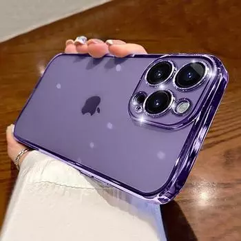 Прозрачный чехол с фиолетовым квадратным покрытием для Iphone 14 13 12 11 Pro Max X Xr Xs Max 14plus, прозрачный мягкий противоударный чехол, чехол For iPhone XR