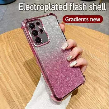 Прозрачный чехол с градиентным блестящим покрытием для Samsung Galaxy S24 S23 S22 Plus Ultra S20FE S21FE Note 20 Ultra Противоударный чехол For Samsung S24FE
