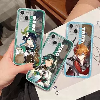 Прозрачный чехол с изображением аниме Genshin Impact для Apple iPhone 14 11 13 12 Pro 7 8 Plus XR X XS Max 6 6S 13Pro, силиконовый чехол для телефона iPhone 14 Plus