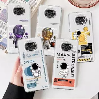 Прозрачный чехол с изображением астронавта из мультфильма для Xiaomi Mi Poco X3 NFC M3 Pro F3 F1 11 Lite 12 Redmi Note 10 9S 8 7 9, мягкий чехол для телефона Xiaomi Poco M3