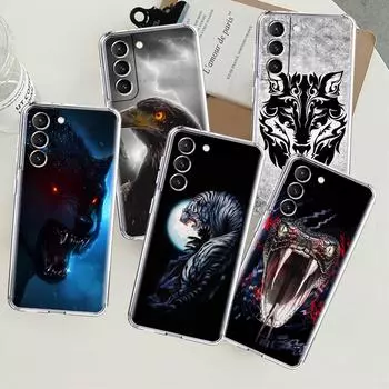 Прозрачный чехол с изображением льва, тигра и волка для Samsung Galaxy S22 S20 FE S21 S10 S9 Plus Note 20 Ultra 10 Lite, прозрачный чехол для телефона Samsung S21 5G