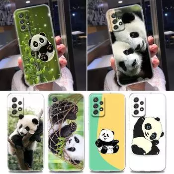 Прозрачный чехол с китайской детской пандой для Samsung Galaxy A52 A51 A53 A72 A71 A73 A32 A31 A33 A41 A22 A11, мягкие милые чехлы с ленивым медведем Samsung A11