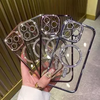 Прозрачный чехол с магнитным кольцом для iPhone 16, магнитный чехол для iPhone 16, 15, 14Pro Max, полностью закрывающий белый прозрачный чехол для телефона IPhone 16 plus