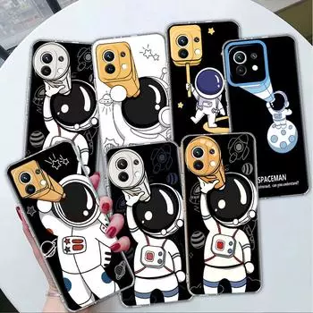 Прозрачный чехол с милым астронавтом для Xiaomi Mi Poco X3 NFC M3 Pro F3 F1 11 Lite 12 Note 10 11T 9T, прозрачный чехол для телефона Redmi Note 9S