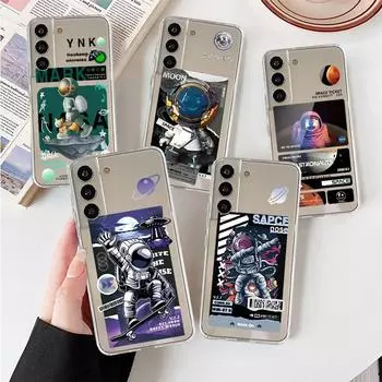 Прозрачный чехол с милым астронавтом и планетой для Samsung Galaxy S22 S20 FE S21 S10 S9 Plus Note 20 Ultra 10 Lite, мягкий чехол для телефона Samsung S22 Ultra 5G