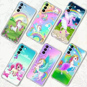 Прозрачный чехол с милым мультяшным радужным единорогом и животным для Samsung Galaxy S21 S20 FE S22 Ultra S10 E S9 Plus 5G, чехол для телефона Samsung S9