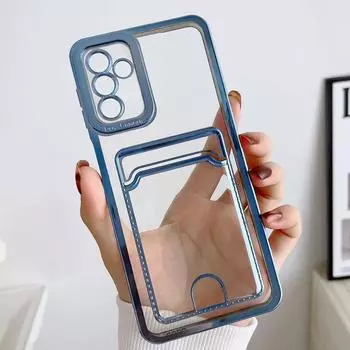 Прозрачный чехол с отделением для карт для Samsung Galaxy A54 A55 A35 A25 A53 A13 A54 A34 A15 A73 A52S A14 S23 Ultra Plus, противоударный чехол Galaxy A53 5G чёрный