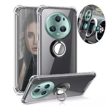 Прозрачный чехол с подставкой для кольца для Huawei Honor Magic 5 Pro Lite, противоударный кронштейн-держатель, чехлы для Honor Magic 4, прозрачная мягкая силиконовая задняя крышка для телефона For Honor V40Lite красный