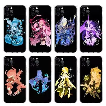 Прозрачный чехол с рисунком аниме Genshin Impact для Apple iPhone 13 11 14 12 Pro 7 8 Plus XR X XS Max 6 6S 13Pro, силиконовый чехол для телефона iPhone 6 6S
