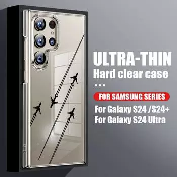Прозрачный чехол с рисунком астронавта для Samsung S24 S22 Ultra Plus S23 S1 S20 Fe A15 A16 A35 A34 A55 A54 A53, ударопрочный, тонкий, квадратный чехол для ПК Samsung S24 FE