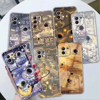 Прозрачный чехол с рисунком астронавта для Xiaomi Mi Poco X3 NFC M3 Pro F3 F1 11 Lite 12 Note 10 11T 9T, прозрачный чехол для телефона Redmi Note 9S