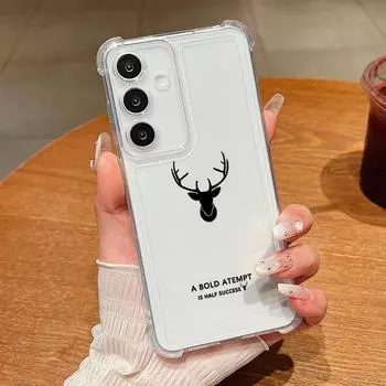Прозрачный чехол с рисунком оленя для Samsung S25 Ultra S24 FE S23 S22 A56 A36 A16 A55 A15 A35, тонкий, мягкий, силиконовый, противоударный чехол-бампер Samsung S25 edge